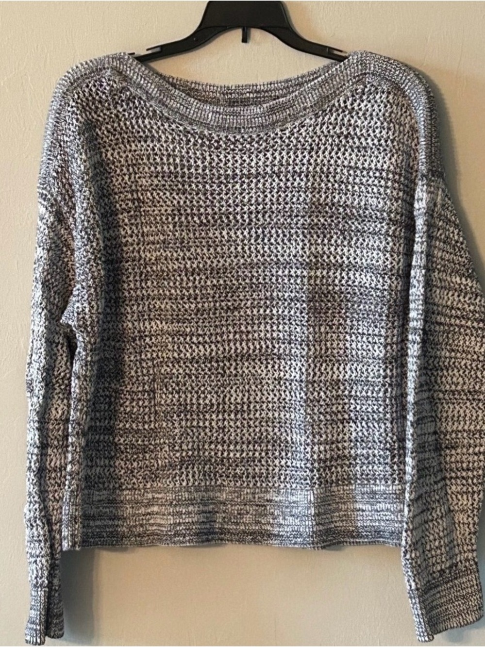Old Navy Sz M Navy Black White Boat Crew Chunky Knit Long Sleeve Slouchy Sweater